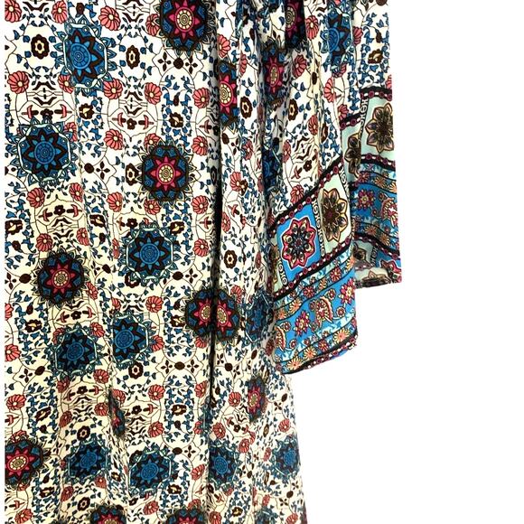 Umgee Boho Dress Large Blue Peasant Loose Bell Sleeve Popover Renaissance Whimsy - Picture 8 of 10